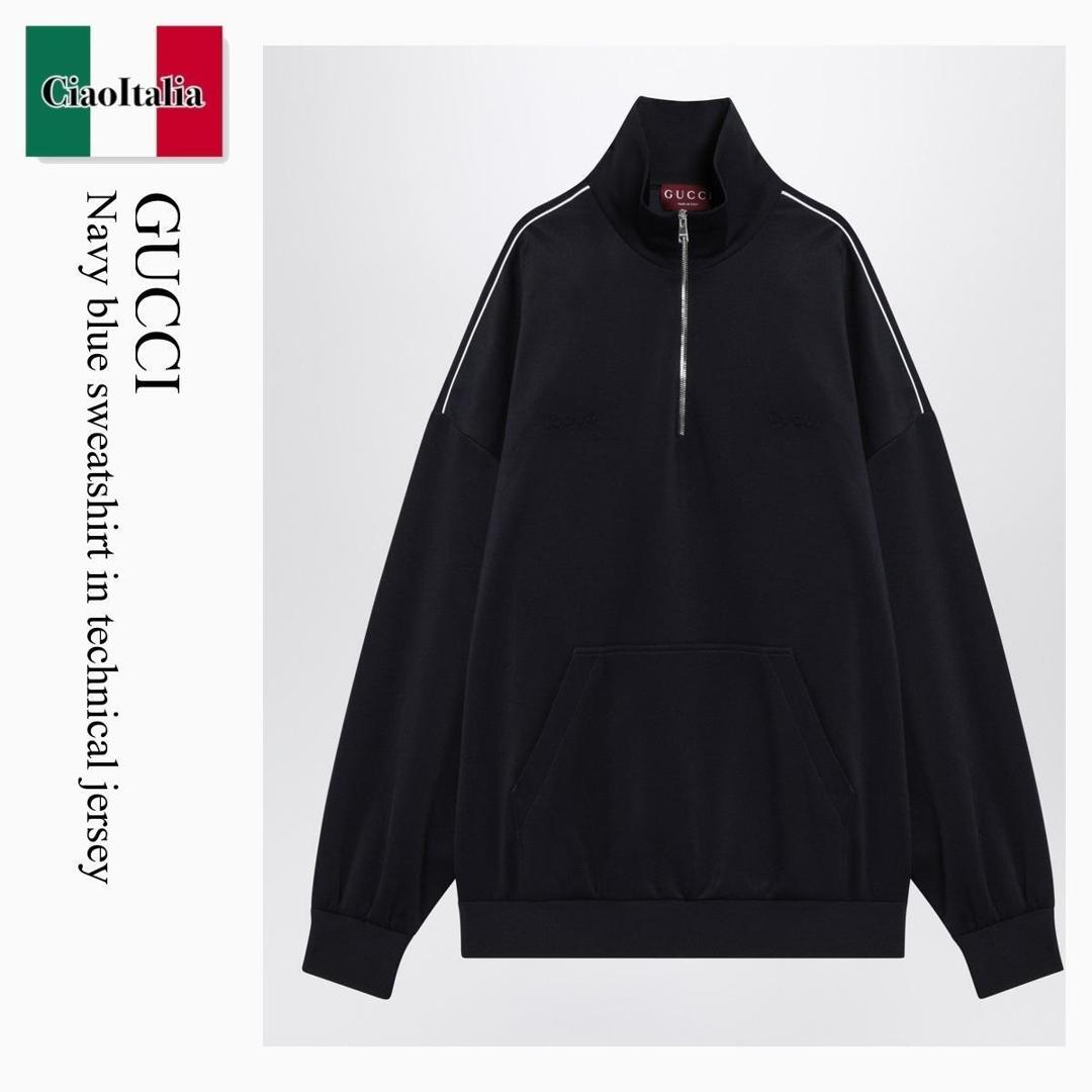 【物量制限事項・店卸し資産極限点・早め者制覇！】 グッチ / Gucci Navy Blue Sweatshirt In Technical Jersey / 833488 XJHEK / 833488 XJHEK 4140 / 833488XJHEK4140 / パーカー・フーディ