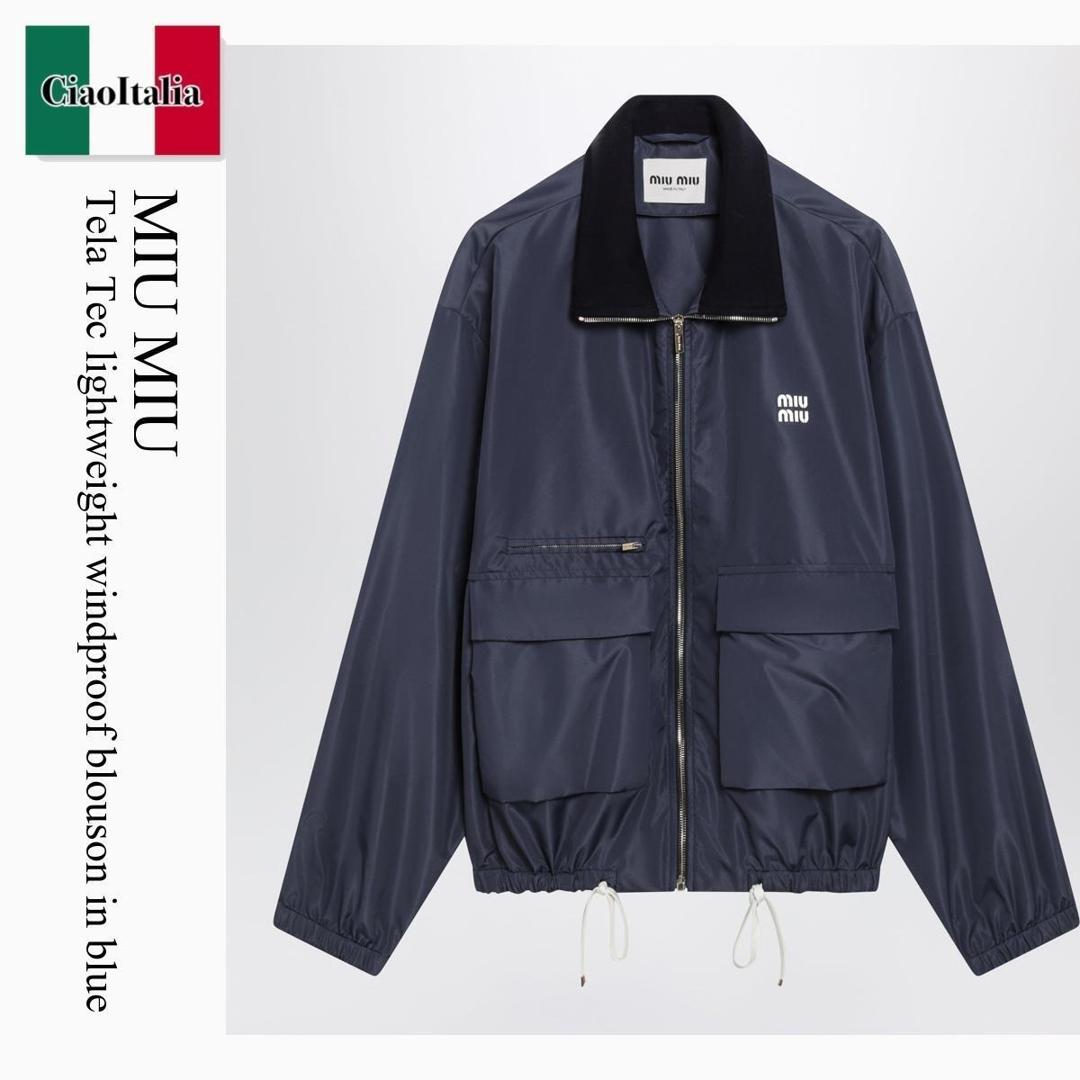 【量目押さえる・店卸し資産極限点・早め者制勝！】 ミュウミュウ / Miu Miu Tela Tec Lightweight Windproof Blouson In Blue / ML1517 F0008 / ML1517 OOO13MF F0008 / ML1517OOO13MFF0008 / 上衣