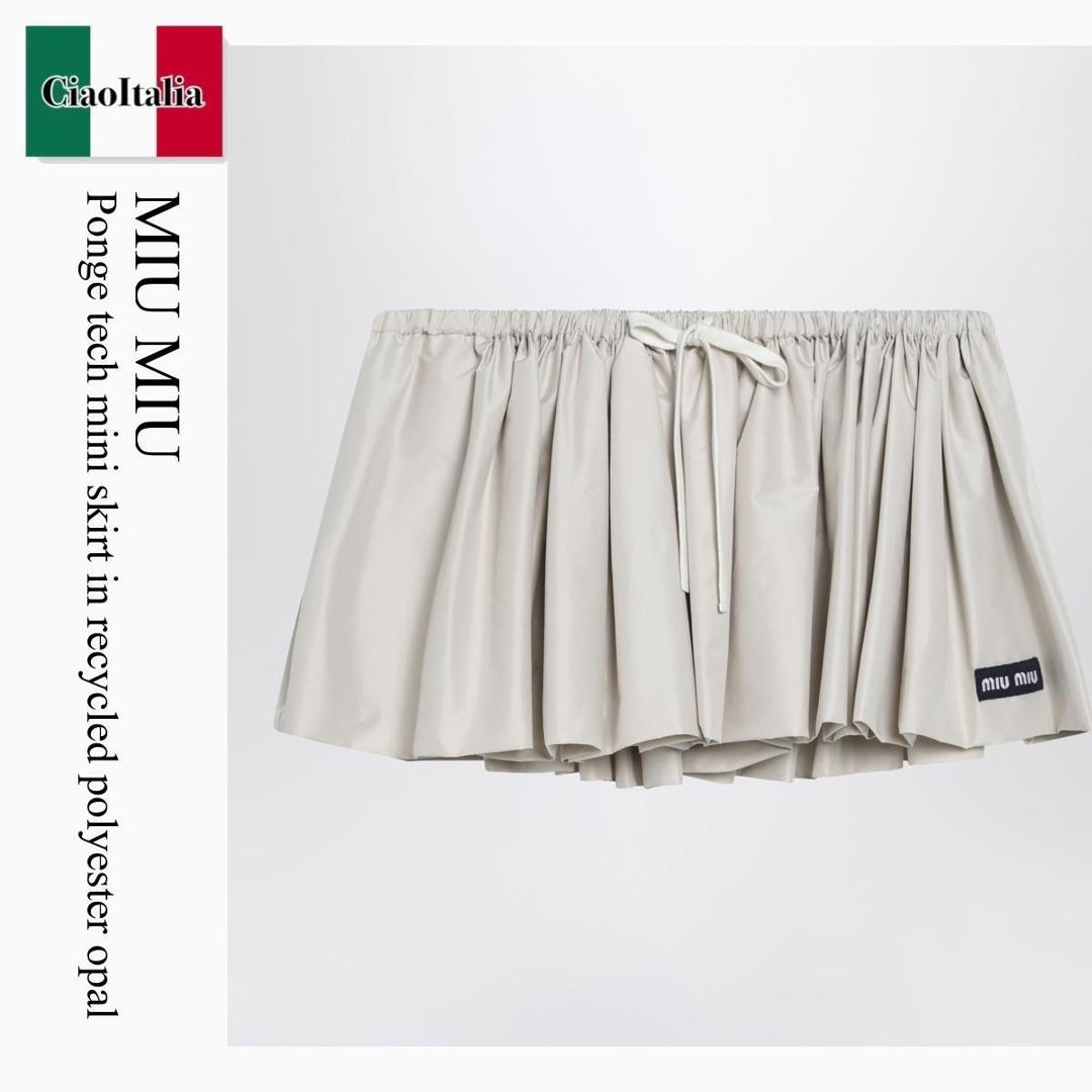 【分量制限事項・店卸し資産区分け・早め者白星！】 ミュウミュウ / Miu Miu Ponge Tech Mini Skirt In Recycled Polyester Opal / MG2713 F0D91 / MG2713 OOO1904 F0D91 / MG2713OOO1904F0D91 / ミニスカート