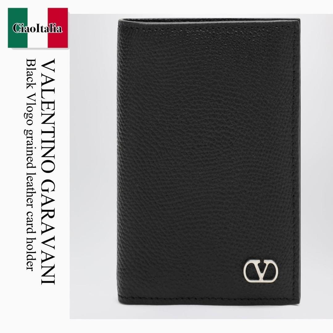 【物量制限事項・店卸し資産極限点・早め者制覇！】 バレンチノ / Valentino Garavani Black Vlogo Grained Leather Card Holder / 9Y2P0AP1UAG / 9Y2P0AP1UAG 0NO / 9Y2P0AP1UAG0NO / 歌留多容れもの・名刺入れ