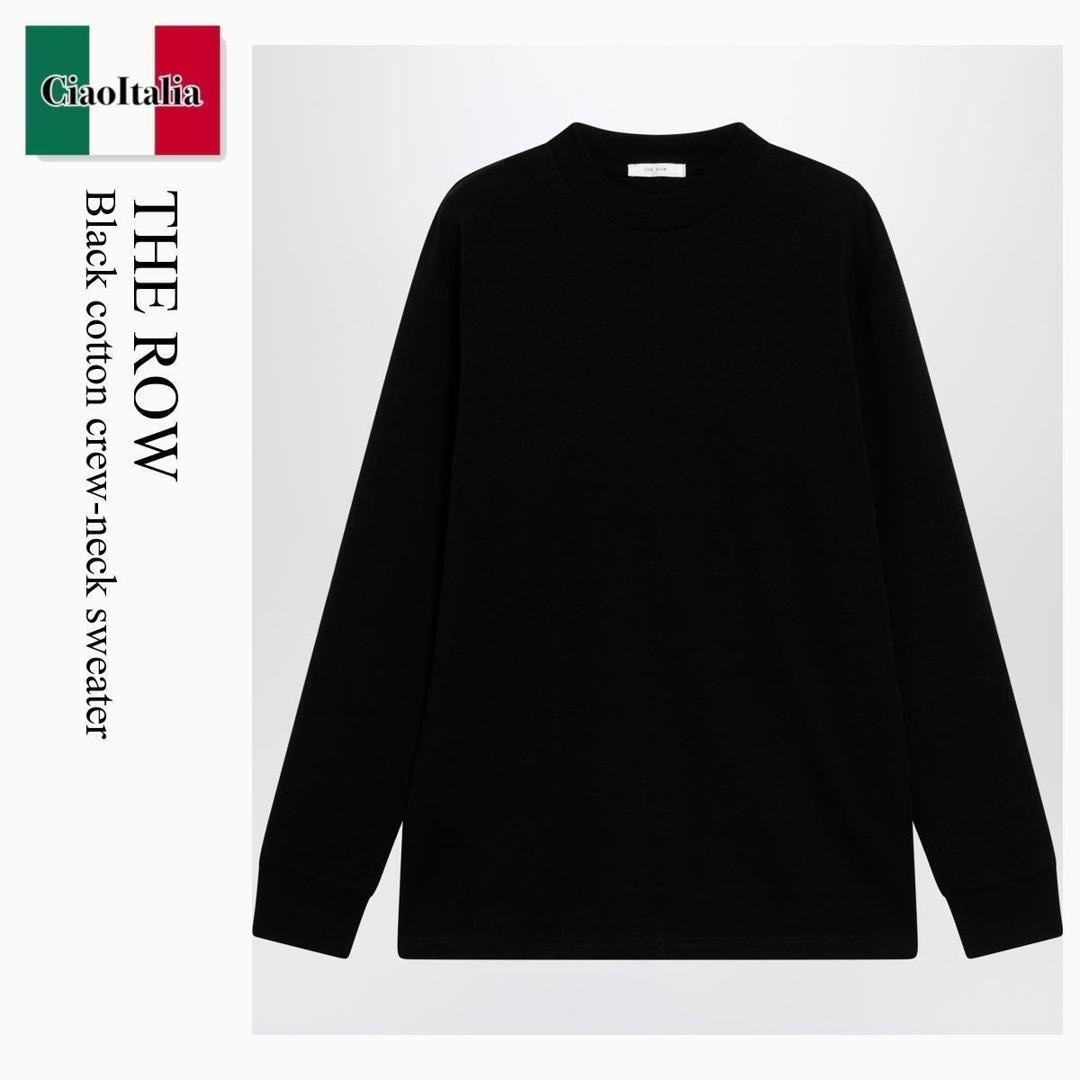 【寸法押さえる・店卸し資産境界線・早め者制覇！】 ザ・ロウ / The Row Black Cotton Crew-Neck Sweater / 10971K732 / 10971K732 BLK / 10971K732BLK / 編み物・プルオーバー