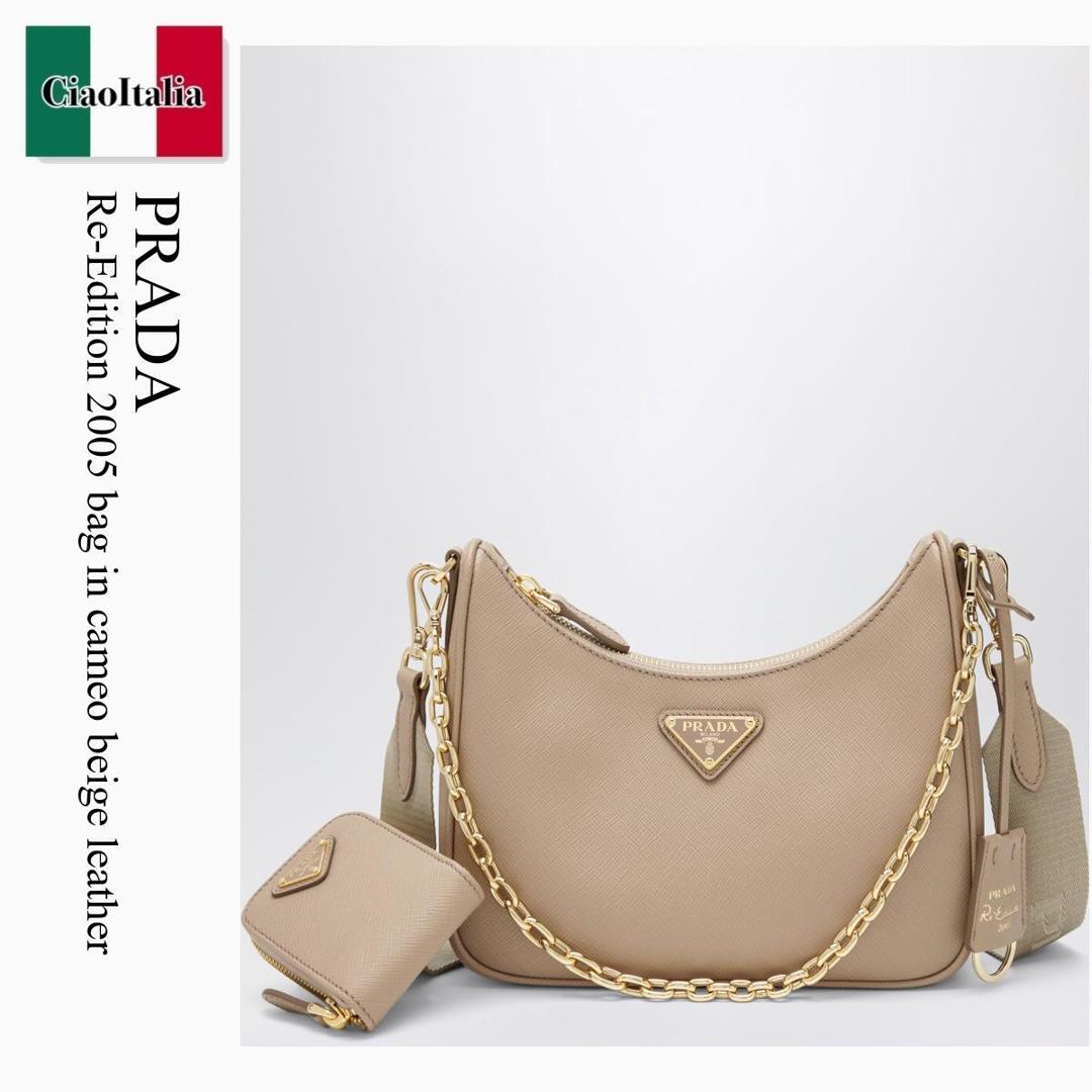 【寸法押さえる・店卸し資産境界線・早め者制覇！】 プラダ / かばん / 袋 / Prada Re-Edition 2005 Bag In Cameo Beige Leather / 1BH204 F0MUH / 1BH204 V2PNZV F0MUH / 1BH204V2PNZVF0MUH / ショルダーバッグ・ポシェット