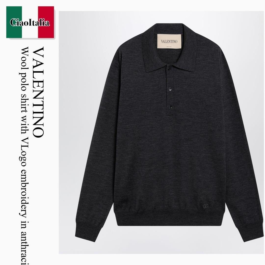 【寸法押さえる・店卸し資産境界線・早め者制覇！】 バレンチノ / Valentino Wool Polo Shirt / 9V3KP04UBH9 / 9V3KP04UBH9 081 / 9V3KP04UBH9081 / スポーツシャツ