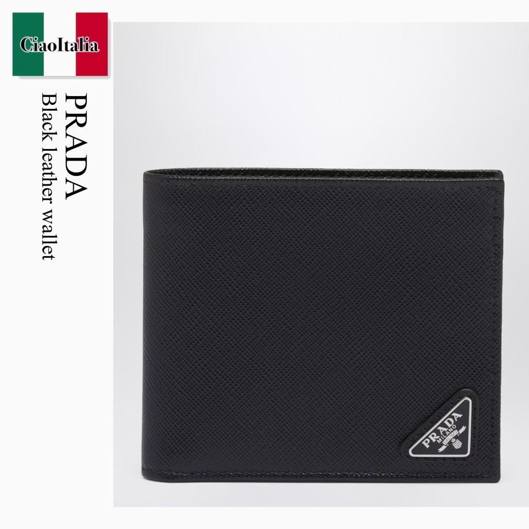 【寸法押さえる・店卸し資産境界線・早め者制覇！】 プラダ / Prada Black Leather Wallet / 2MO738 F0002 / 2MO738 QHH F0002 / 2MO738QHHF0002 / 折りたたみ金入れ
