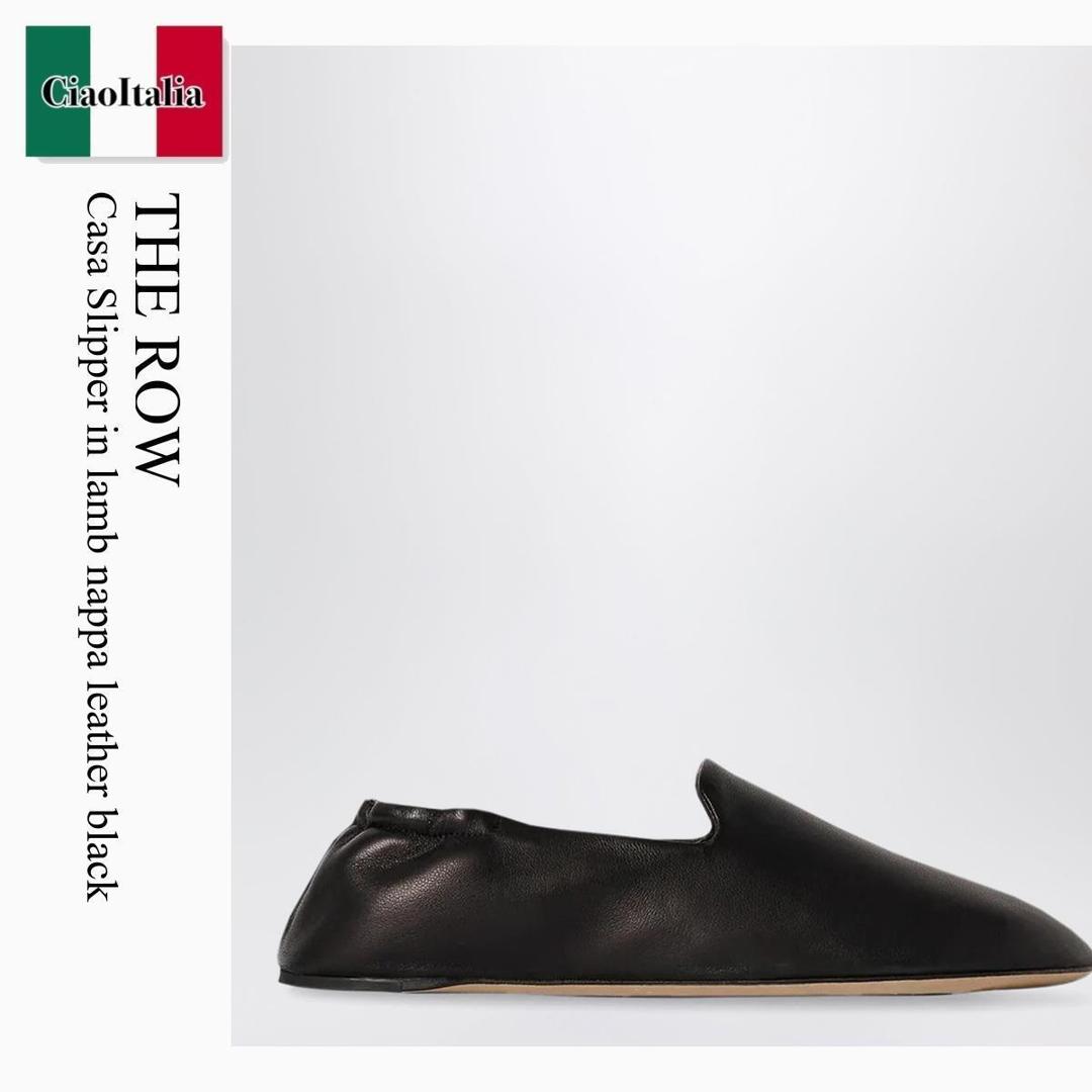 【寸法押さえる・店卸し資産境界線・早め者制覇！】 ザ・ロウ / The Row Casa Slipper In Lamb Nappa Leather Black / F1855SN60 / F1855SN60 BLK / F1855SN60BLK / バレーシューズ
