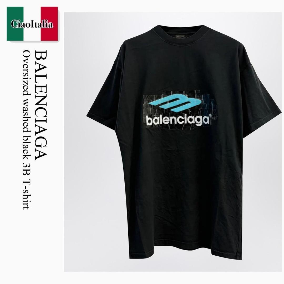 【量目押さえる・店卸し資産極限点・早め者制勝！】 バレンシアガ / Balenciaga Oversized Washed Black 3B T-Shirt / 850345 TTVT4 / 850345 TTVT4 3363 / 850345TTVT43363 / プルオーバー・カットソー