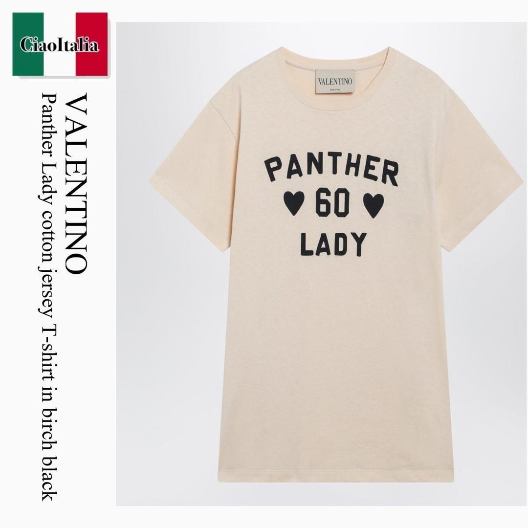 【寸法押さえる・店卸し資産境界線・早め者制覇！】 バレンチノ / Valentino Panther Lady Cotton Jersey T-Shirt In Birch Black / 9B3MG26GAA2 / 9B3MG26GAA2 R8E / 9B3MG26GAA2R8E / ティーシャツ・カットソー
