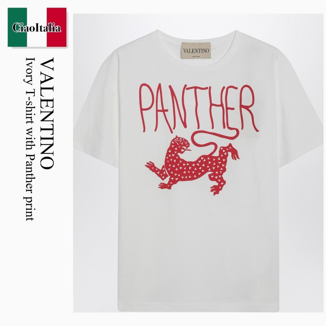 【分量制限事項・店卸し資産区分け・早め者白星！】 バレンチノ / Valentino Ivory T-Shirt With Panther Print / 8B3MG25WA55 / 8B3MG25WA55 AS0 / 8B3MG25WA55AS0 / プルオーバー・カットソー