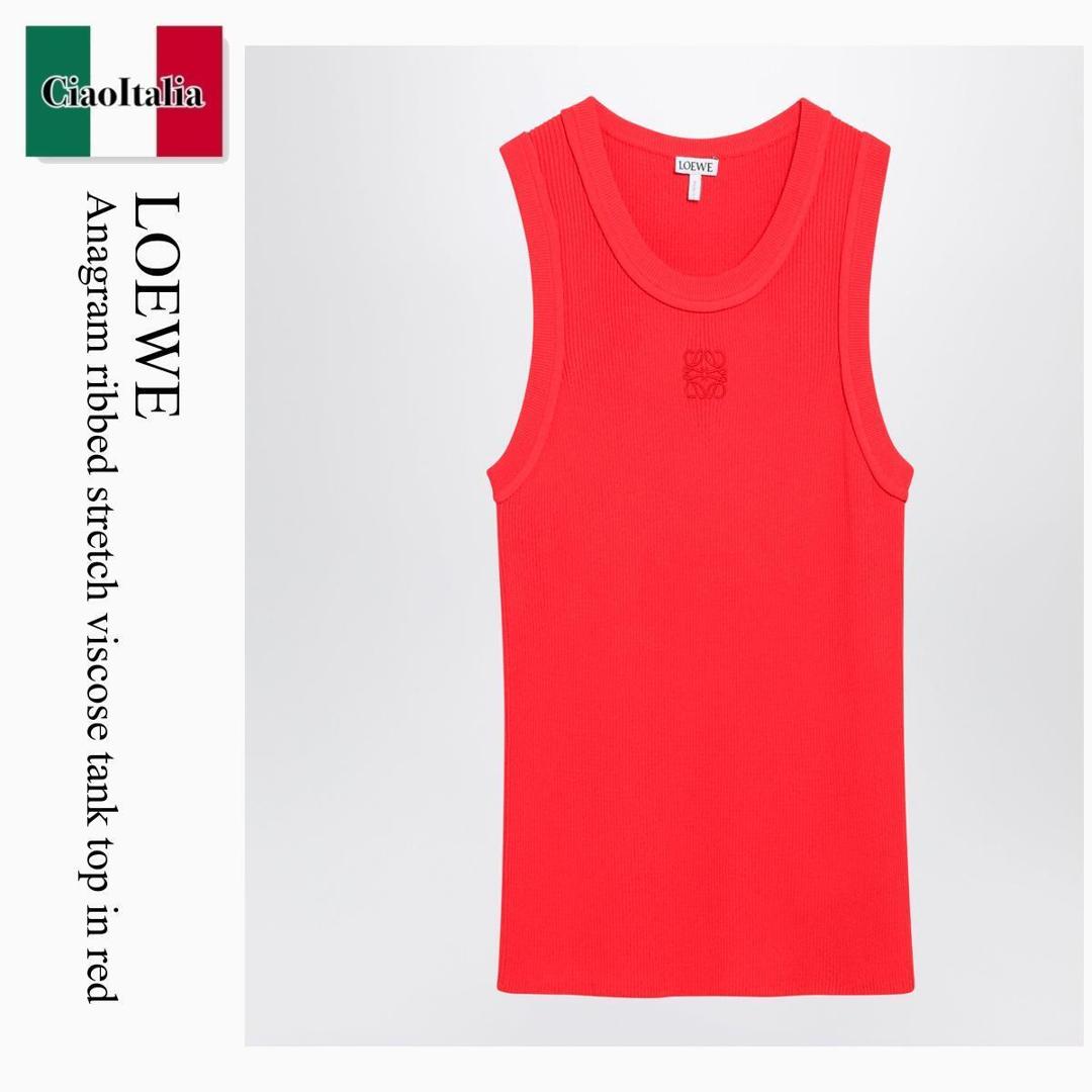 【物量制限事項・店卸し資産極限点・早め者制覇！】 ロエベ / Loewe Anagram Ribbed Stretch Viscose Tank Top In Red / S359Y55K51 / S359Y55K51 7100 / S359Y55K517100 / 貯蔵タンクいの一番
