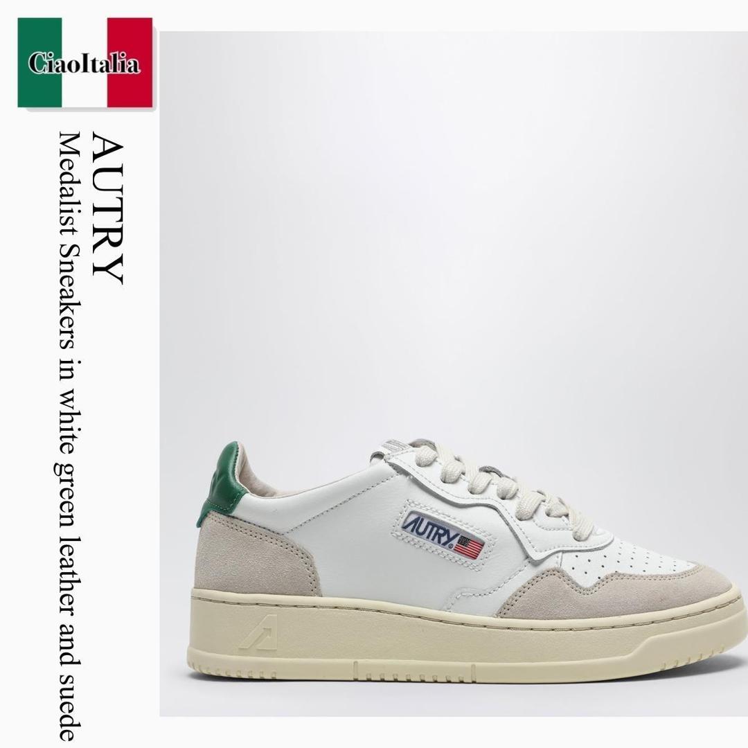 【寸法押さえる・店卸し資産境界線・早め者制覇！】 オートリー / Autry Medalist Sneakers In White Green Leather And Suede / AULMLS23 / AULMLS23 LS23 / AULMLS23LS23 / スニーカー