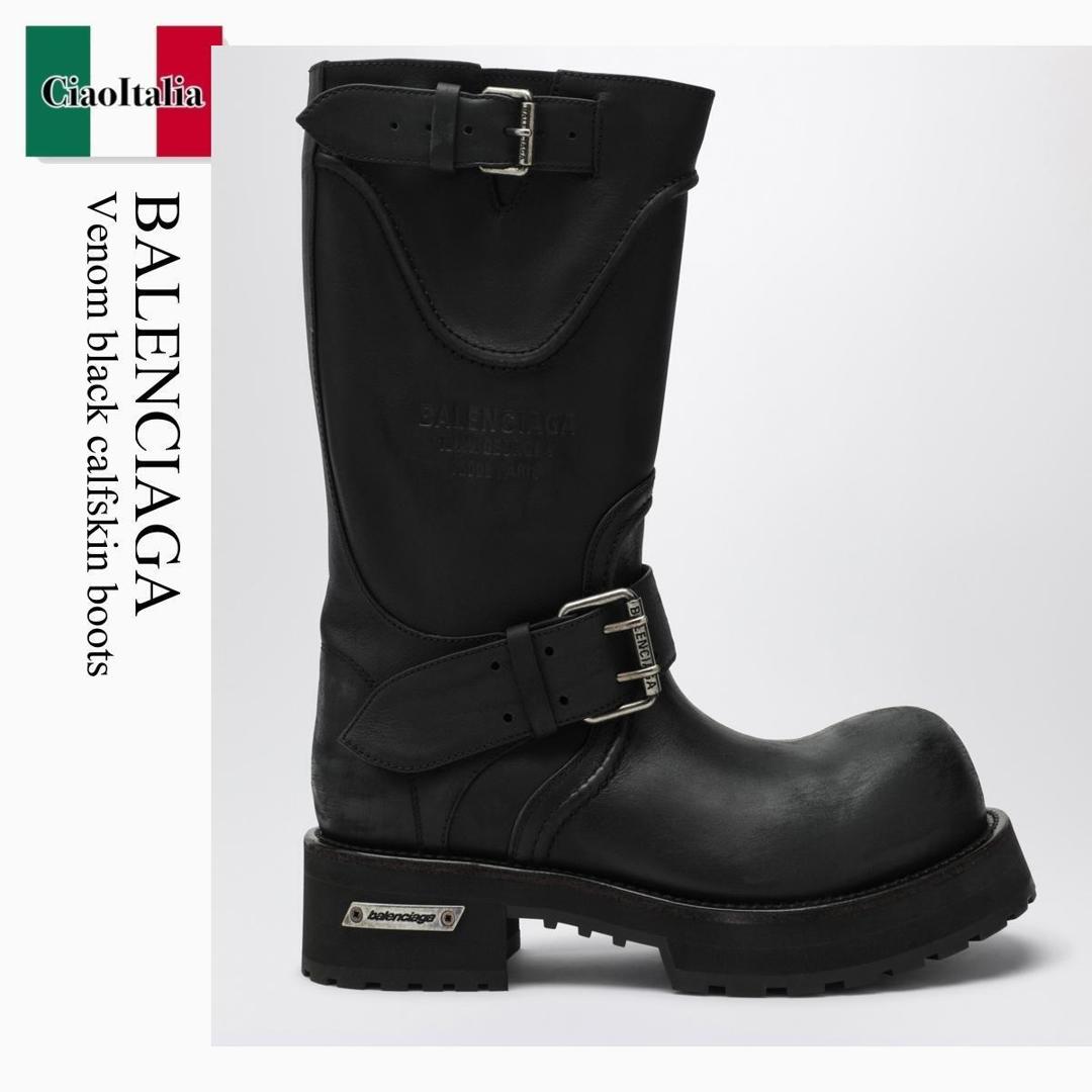 【数量限定・在庫限り・早い者勝ち!】 バレンシアガ / Balenciaga Venom Black Calfskin Boots / 833585 WCAL1 / 833585 WCAL1 1080 / 833585WCAL11080 / ミドルブーツ|Ciao Italia