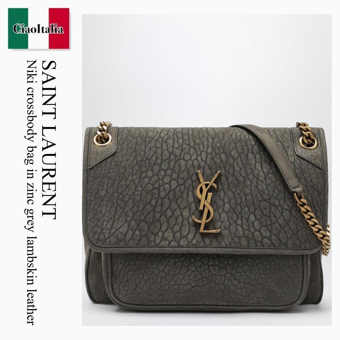【寸法押さえる・店卸し資産境界線・早め者制覇！】 サンローラン / かばん / 袋 / Saint Laurent Niki Crossbody Bag In Zinc Grey Lambskin Leath / 633178 AAEEL / 633178 AAEEL 1488 / 633178AAEEL1488 / ショルダーバッグ・ポシェット