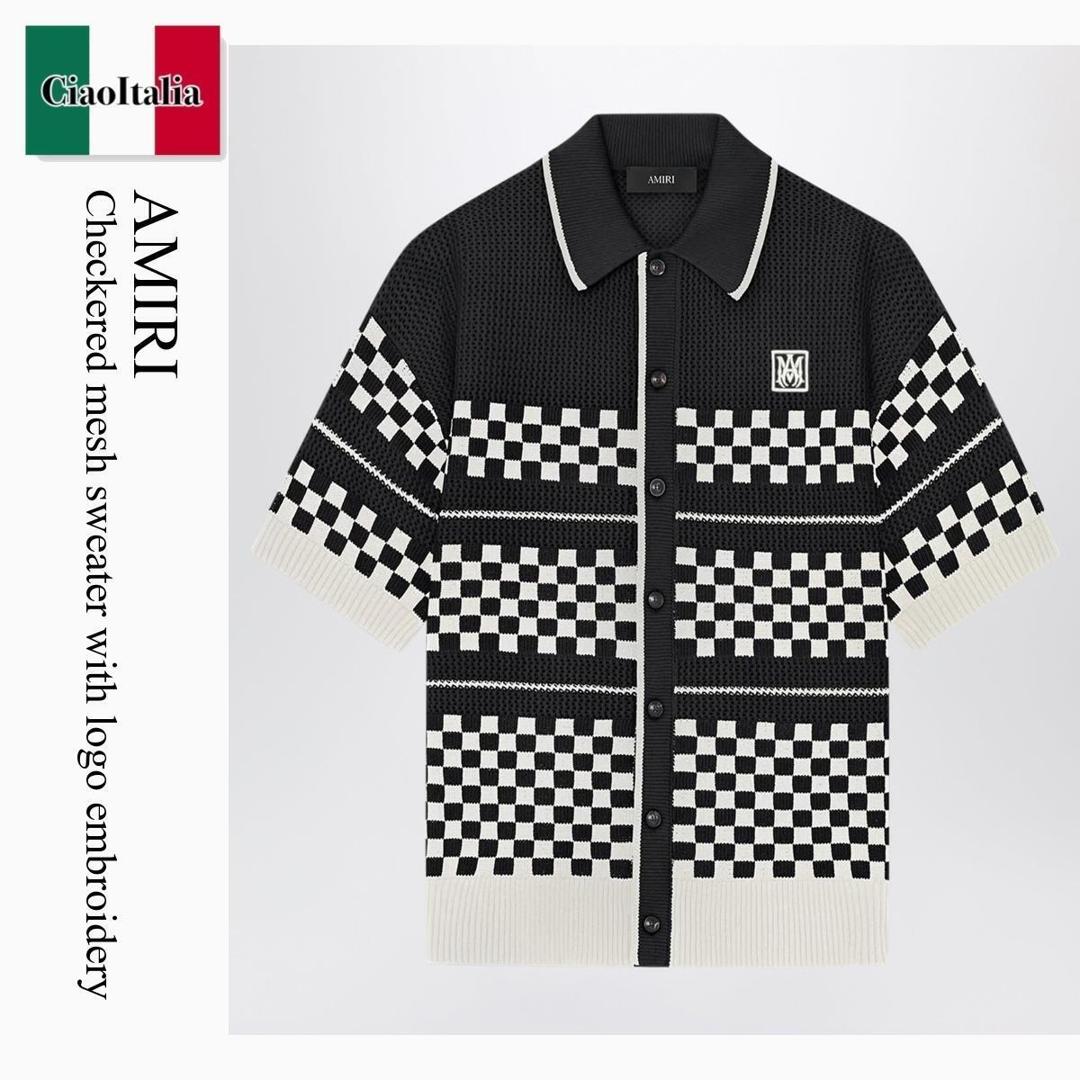 【数量限定・在庫限り・早い者勝ち！】 アミリ / Amiri Checkered Mesh Sweater With Logo Embroidery / AMTOKN1083WO / AMTOKN1083WO 001 / AMTOKN1083WO001 / ニット・セーター｜Ciao Italia 47,932円