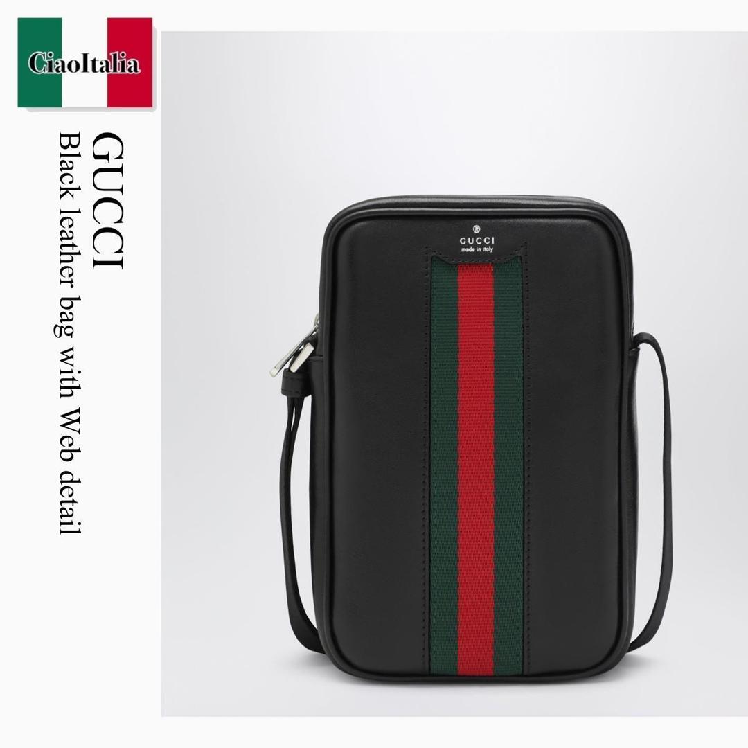 【物量制限事項・店卸し資産極限点・早め者制覇！】 グッチ / かばん / 鞄 / Gucci Black Leather Bag With Web Detail / 876226 AAGIH / 876226 AAGIH 1057 / 876226AAGIH1057 / ショルダーバッグ