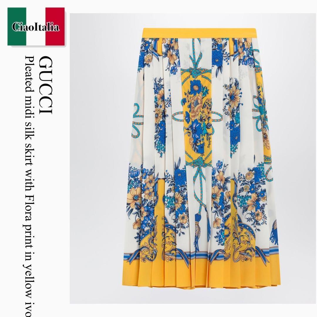 【数量限定・在庫限り・早い者勝ち！】 グッチ / Gucci Pleated Midi Silk Skirt With Flora Print / 865115 ZAVJR / 865115 ZAVJR 7313 / 865115ZAVJR7313 / スカート｜Ciao Italia