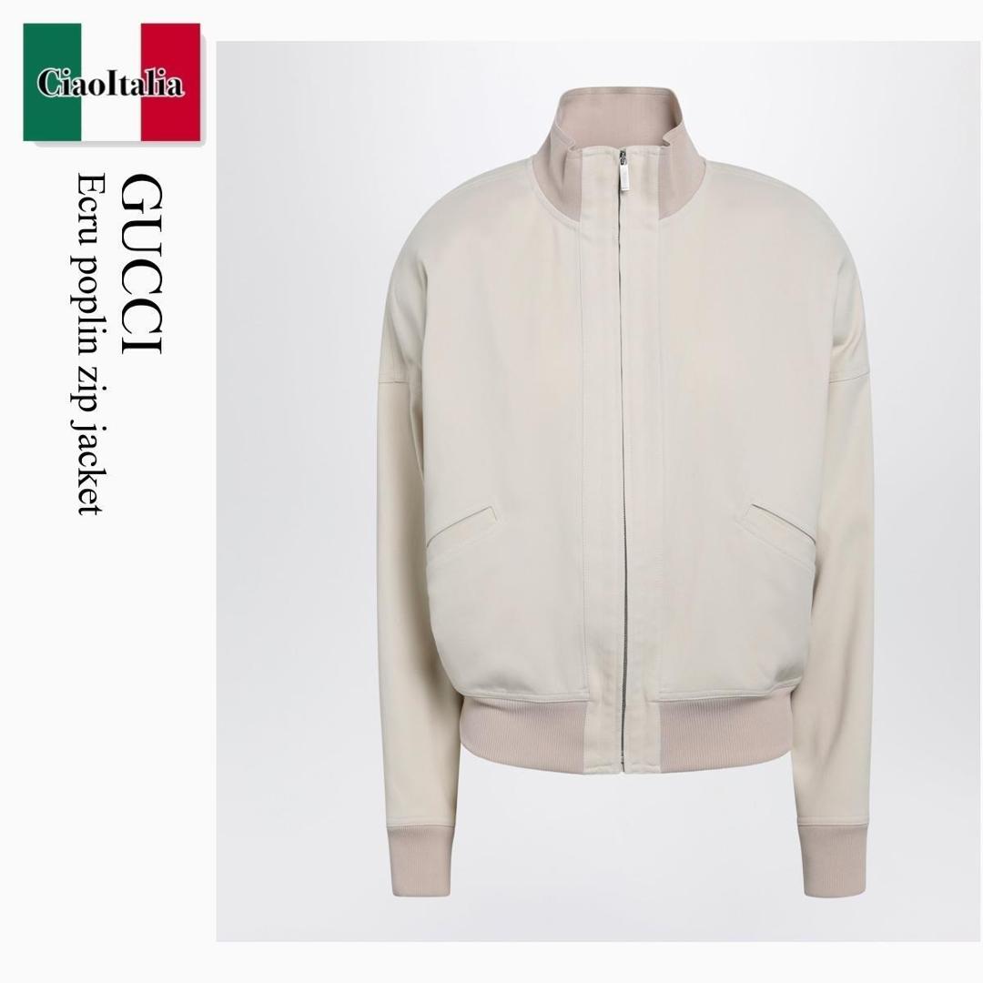 【寸法押さえる・店卸し資産境界線・早め者制覇！】 グッチ / Gucci Ecru Poplin Zip Jacket / 874134 ZAUW2 / 874134 ZAUW2 9207 / 874134ZAUW29207 / 上衣