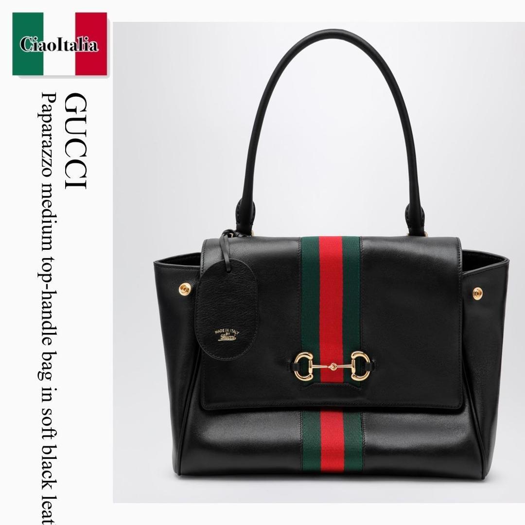 【寸法押さえる・店卸し資産境界線・早め者制覇！】 グッチ / かばん / 袋 / Gucci Paparazzo Medium Top-Handle Bag In Soft Black Leather / 875018 AAGIQ / 875018 AAGIQ 1053 / 875018AAGIQ1053 / ハンドバック