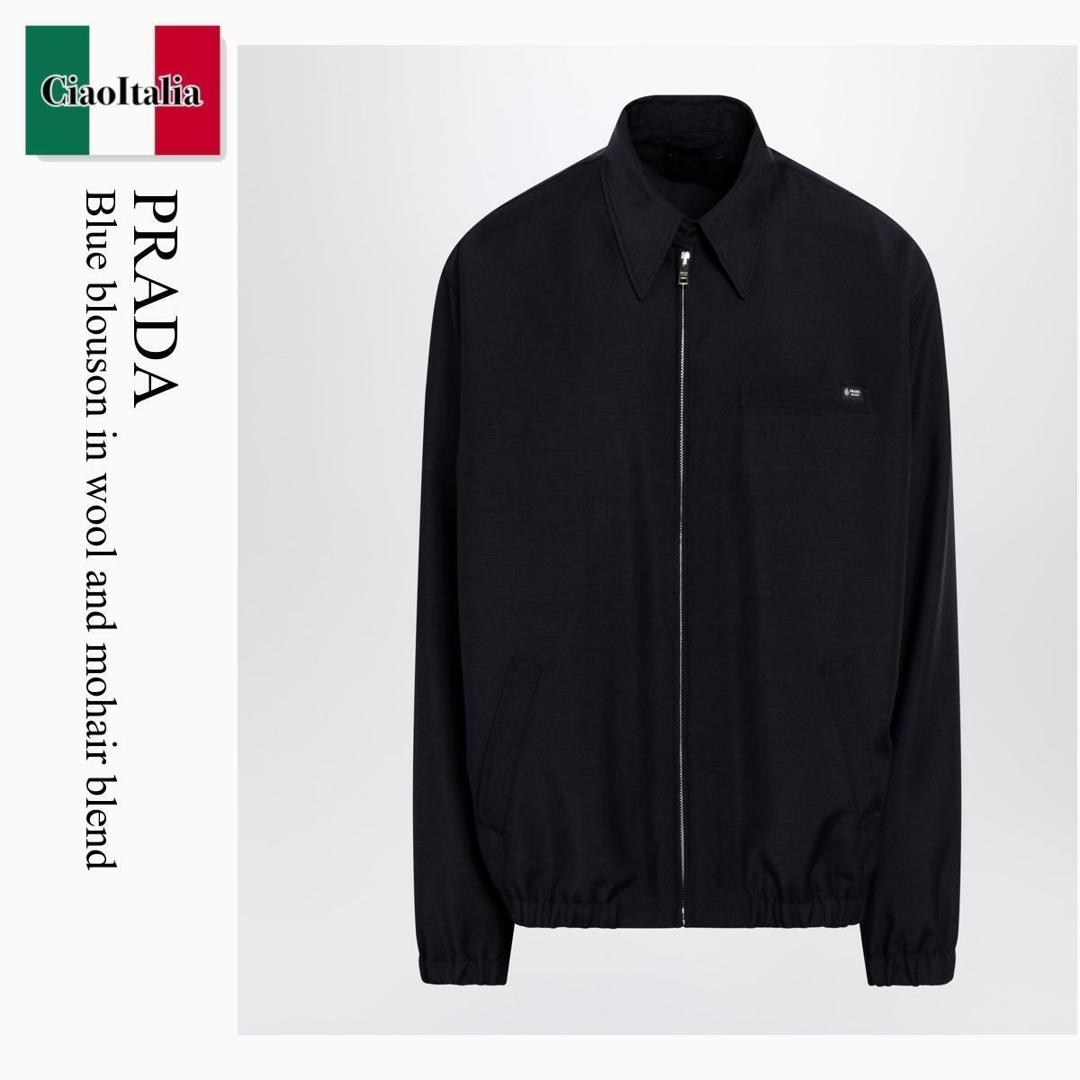 【寸法押さえる・店卸し資産境界線・早め者制覇！】 プラダ / Prada Blue Blouson In Wool And Mohair Blend / SGD190 F0008 / SGD190 OOO17LK F0008 / SGD190OOO17LKF0008 / 上衣余分の物