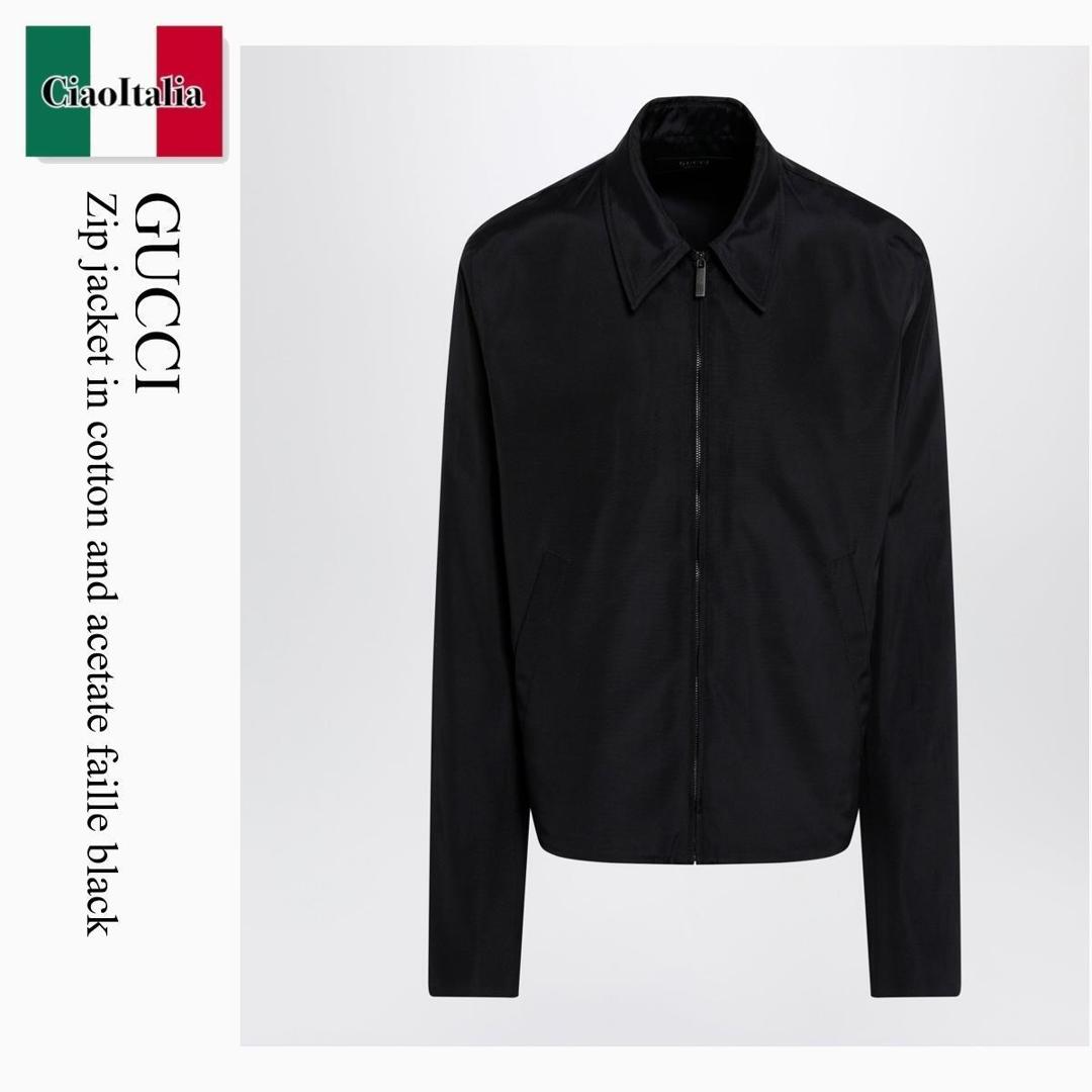 【寸法押さえる・店卸し資産境界線・早め者制覇！】 グッチ / Gucci Zip Jacket In Cotton And Acetate Faille Black / 865218 ZAUVW / 865218 ZAUVW 1000 / 865218ZAUVW1000 / 上衣