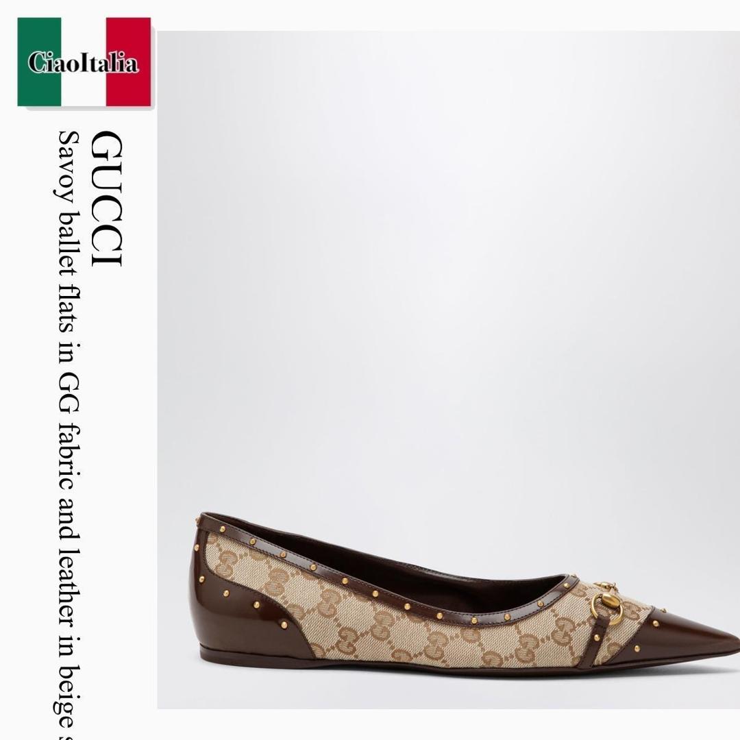 【寸法押さえる・店卸し資産境界線・早め者制覇！】 グッチ / Gucci Savoy Ballet Flats In Gg Fabric And Leather / 875050 FAF7F / 875050 FAF7F 9649 / 875050FAF7F9649 / バレーシューズ