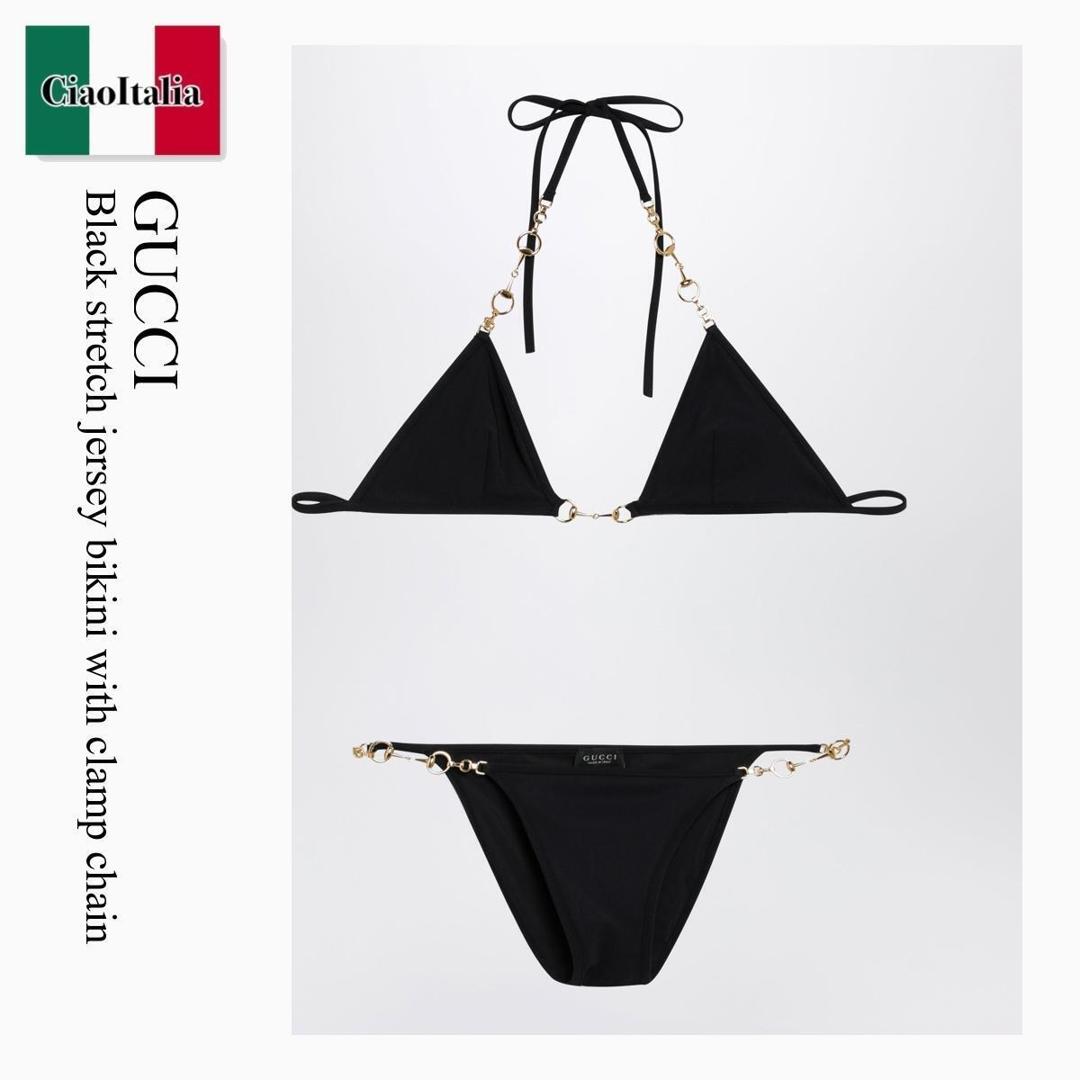 【数量限定・在庫限り・早い者勝ち！】 グッチ / Gucci Black Stretch Jersey Bikini With Clamp Chain / 875517 XHALU / 875517 XHALU 1000 / 875517XHALU1000 / ビキニ｜Ciao Italia