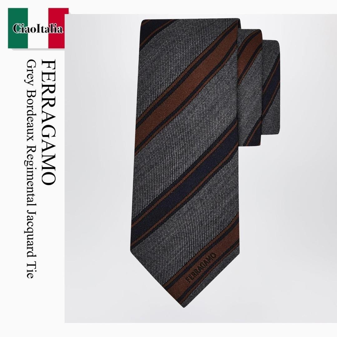 【数量限定・在庫限り・早い者勝ち！】 フェラガモ / Ferragamo Grey Bordeaux Regimental Jacquard Tie / 789286 / 789286 FB / 789286FB / ネクタイ｜Ciao Italia
