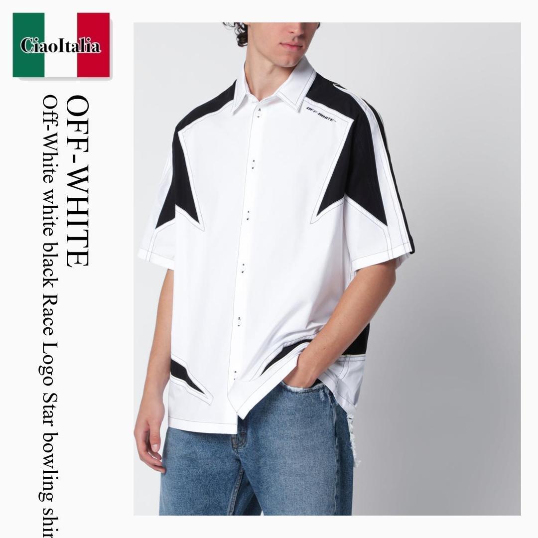 【数量限定・在庫限り・早い者勝ち！】 オフホワイト / Off-White Off-White White Black Race Logo Star Bowling Shirt / OMGG01HS26FAB001 / OMGG01HS26FAB001 1000 / OMGG01HS26FAB0011000 / シャツ｜Ciao Italia
