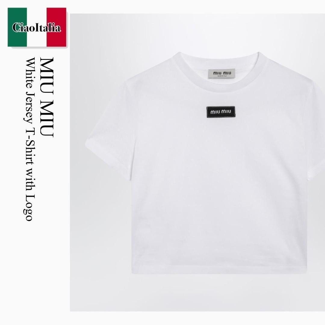 【数量限定・在庫限り・早い者勝ち!】 ミュウミュウ / Miu Miu White Jersey T-Shirt With Logo / MJNA45 F0009 / MJNA45 OOO6398 F0009 / MJNA45OOO6398F0009 / Tシャツ・カットソー|Ciao Italia