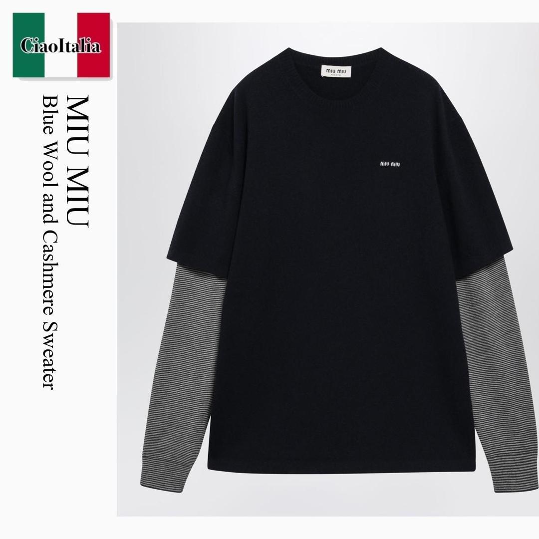 【数量限定・在庫限り・早い者勝ち！】 ミュウミュウ / Miu Miu Blue Wool And Cashmere Sweater / MML07L F095J / MML07L OOO6061 F095J / MML07LOOO6061F095J / ニット・セーター｜Ciao Italia
