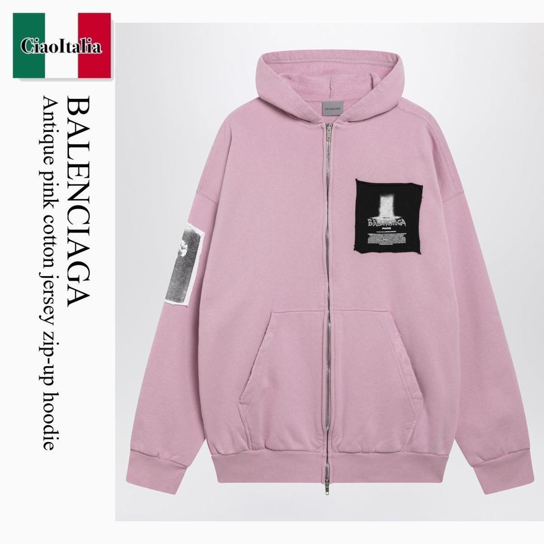 【数量限定・在庫限り・早い者勝ち!】 バレンシアガ / Balenciaga Antique Pink Cotton Jersey Zip-Up Hoodie / A0017W TUVT4 / A0017W TUVT4 5701 / A0017WTUVT45701 / パーカー・フーディ|Ciao Italia