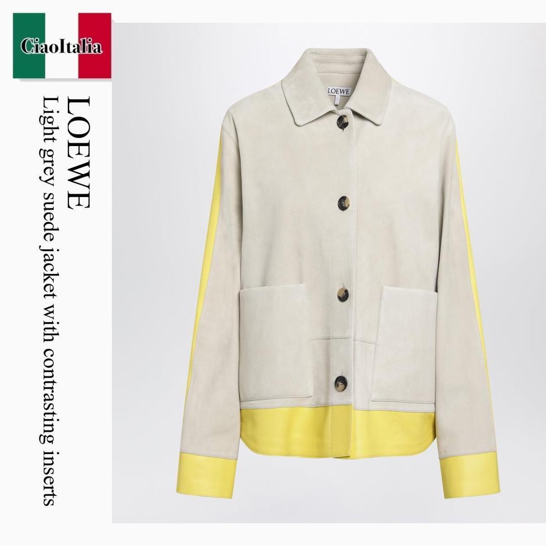 【数量限定・在庫限り・早い者勝ち！】 ロエベ / Loewe Light Grey Suede Jacket With Contrasting Inserts / S359Y34LBH / S359Y34LBH 1130 / S359Y34LBH1130 / レザージャケット・コート｜Ciao Italia