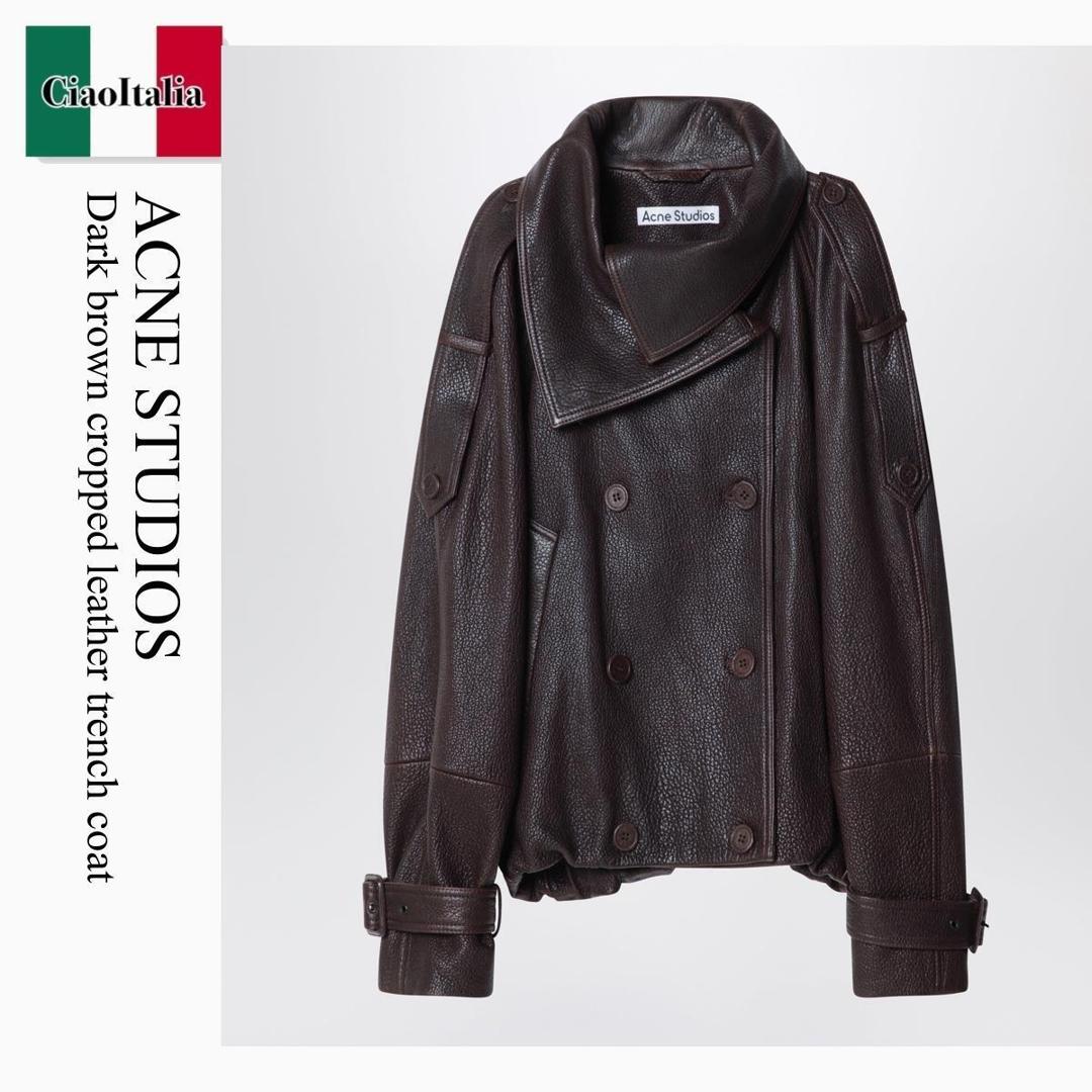 【数量限定・在庫限り・早い者勝ち！】 アクネストゥディオス / Acne Studios Dark Brown Cropped Leather Trench Coat / A70196 / A70196 ADM / A70196ADM / レザージャケット・コート｜Ciao Italia 207,013円