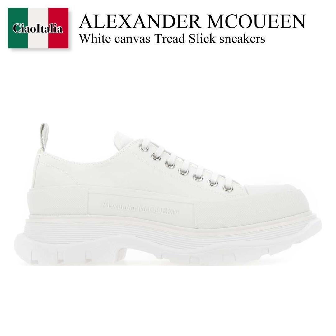 【数量限定・在庫限り・早い者勝ち！】 アレキサンダー・マックイーン / Alexander Mcqueen White Canvas Tread Slick Sneakers / 705660 W4MV2 / 705660 W4MV2 9000 / 705660W4MV2 / 705660W4MV2 9000 / 705660W4MV29000 / スニーカー｜Ciao Italia