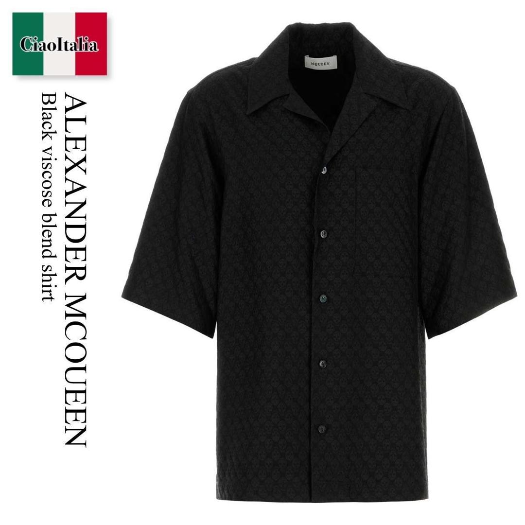 【寸法押さえる・店卸し資産境界線・早め者制覇！】 アレキサンダー・マックイーン / Alexander Mcqueen Black Viscose Blend Shirt / 814693 QRABU / 814693 QRABU 1010 / 814693QRABU / 814693QRABU 1010 / 814693QRABU1010 / プルオーバー