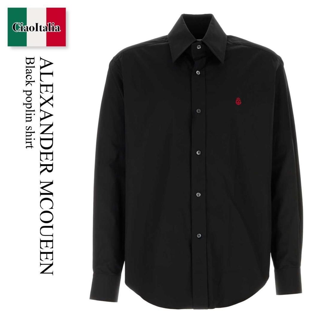 【分量制限事項・店卸し資産区分け・早め者白星！】 アレキサンダー・マックイーン / Alexander Mcqueen Black Poplin Shirt / 809346 QNAAX / 809346 QNAAX 1000 / 809346QNAAX / 809346QNAAX 1000 / 809346QNAAX1000 / プルオーバー