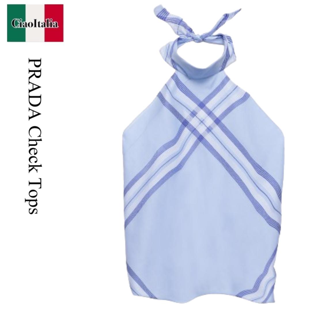最終値下げ　プラダ タンクトップ 38 PRADA】ロゴ入り シルク タンクトップ (PRADA/タンクトップ