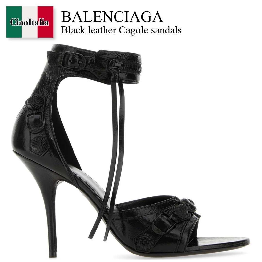 【寸法押さえる・店卸し資産境界線・早め者制覇！】 バレンシアガ / Balenciaga Black Leather Cagole Sandals / 743057 WBUA1 / 743057 WBUA1 1010 / 743057WBUA1 / 743057WBUA1 1010 / 743057WBUA11010 / サンダル・ミュール