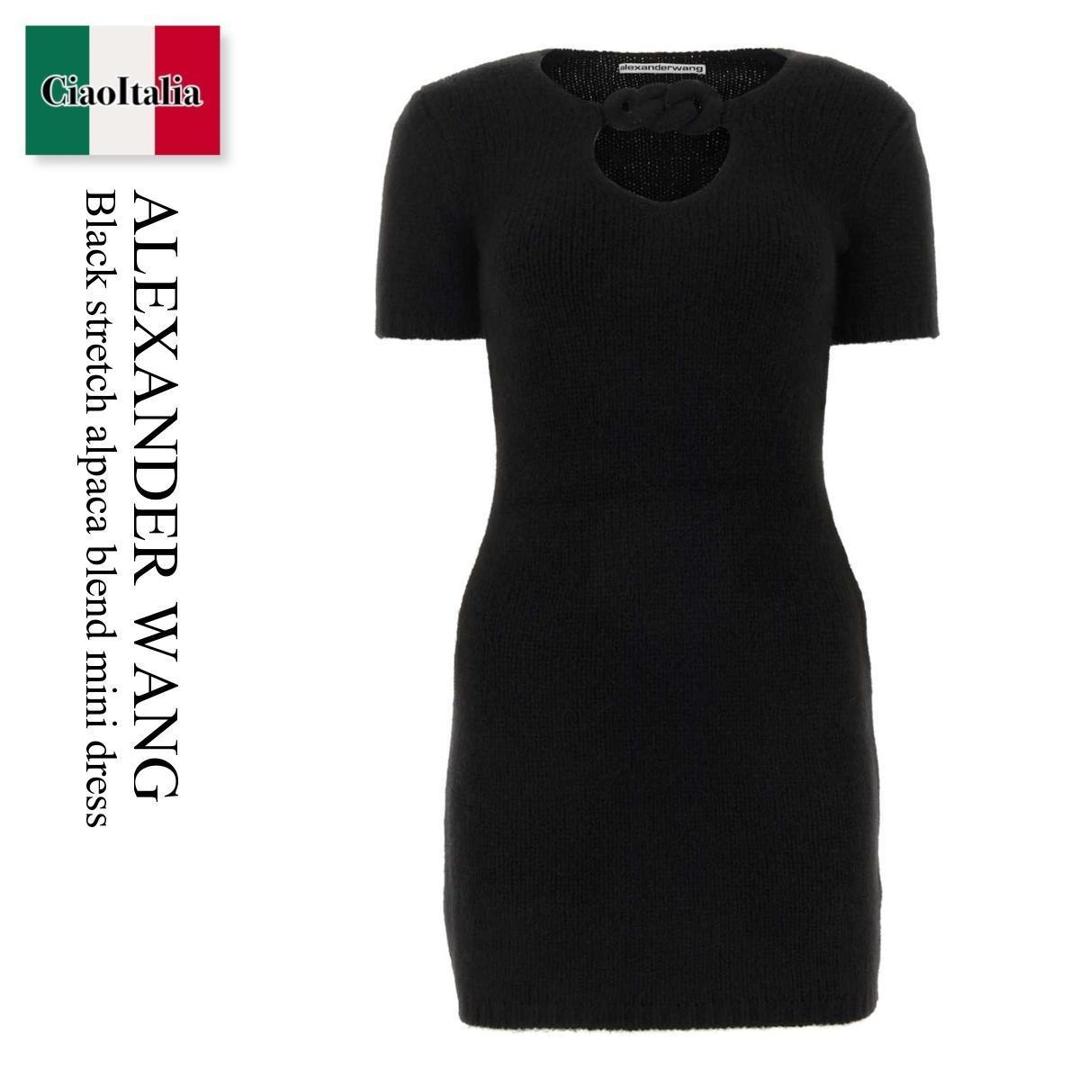 【数量限定・在庫限り・早い者勝ち！】 アレキサンダーワン / Alexander Wang Black Stretch Alpaca Blend Mini Dress / 1KC4231015 / 1KC4231015 001 / 1KC4231015001 / ワンピース 43,350円