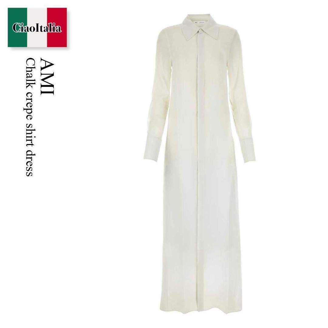 【数量限定・在庫限り・早い者勝ち！】 アミアレクサンドルマテュッシ / Ami Chalk Crepe Shirt Dress / FDR218SE0008 / FDR218SE0008 193 / FDR218SE0008193 / ワンピース