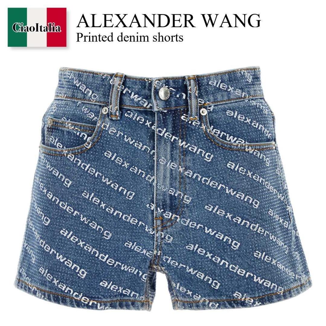 ショートパンツ ALEXANDER WANG Woman Short Grey 4DC1214896 060 BITE LOGO SHORT IN GREY AGED DENIM in GREY AGED/WHITE
