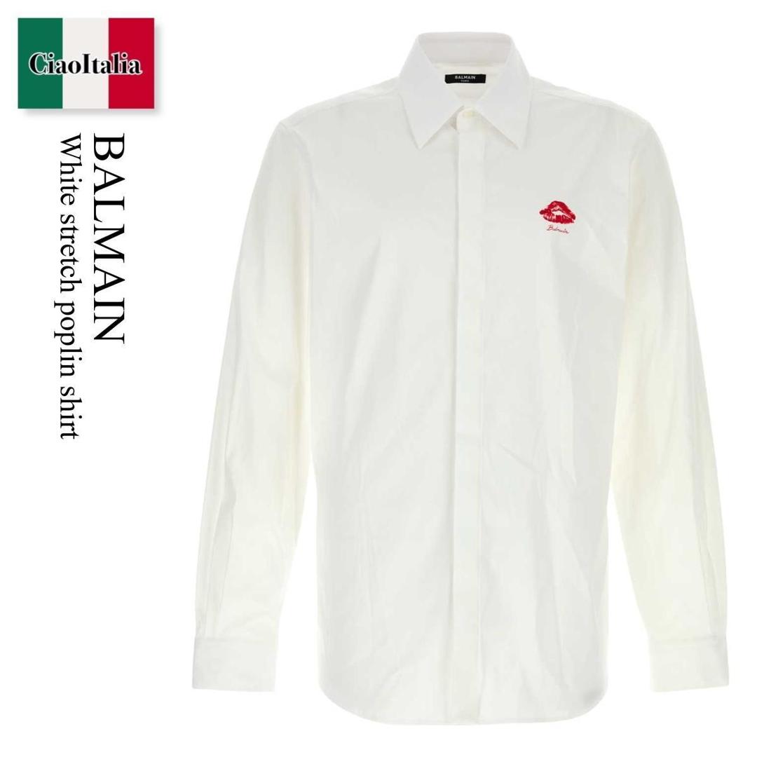 【楽天市場】【数量限定・在庫限り・早い者勝ち！】 バルマン / Balmain White Stretch Poplin Shirt ...