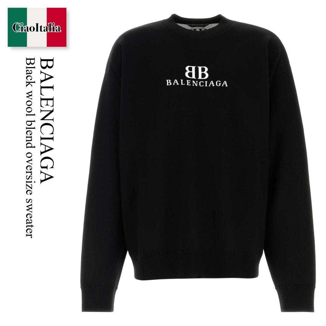 バレンシアガ　セーター　ブラック BALENCIAGA(バレンシアガ) インターシャ ロゴ ニット トップス