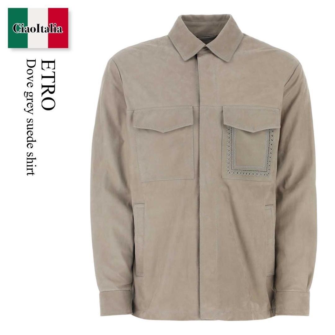 【寸法押さえる・店卸し資産境界線・早め者制覇！】 エトロ / Etro Dove Grey Suede Shirt / 1L979 7906 / 1L979 7906 0003 / 1L9797906 / 1L9797906 0003 / 1L97979060003 / プルオーバー