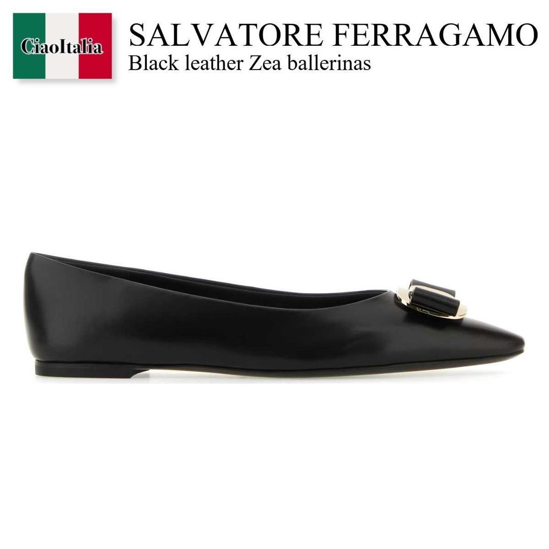 極美品✨サルヴァトーレフェラガモ　バレーシューズ　ブラック　レザー Salvatore Ferragamo (サルヴァトーレフェラガモ) レザー