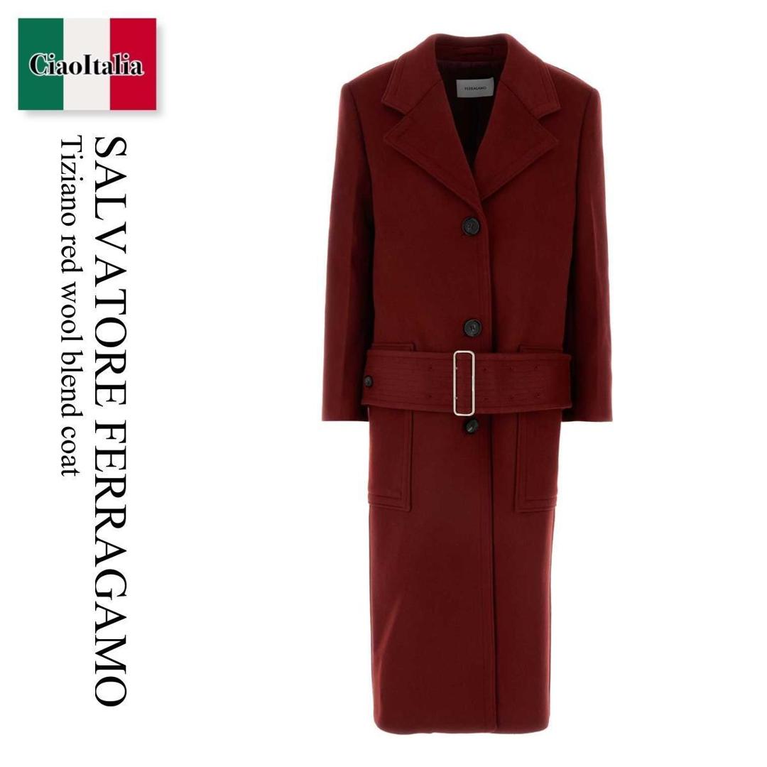 【量目押さえる・店卸し資産極限点・早め者制勝！】 フェラガモ / Salvatore Ferragamo Tiziano Red Wool Blend Coat / 13G151 777632 / 13G151 777632 BORDEAUX / 13G151777632 / 13G151777632 BORDEAUX / 13G151777632BORDEAUX / 厚地の外套