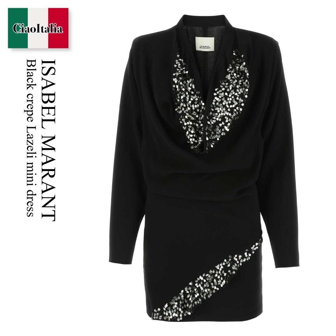 【数量限定・在庫限り・早い者勝ち！】 イザベルマラン / Isabel Marant Black Crepe Lazeli Mini Dress / RO0068 FAA1J29I / RO0068 FAA1J29I 01BK / RO0068FAA1J29I / RO0068FAA1J29I 01BK / RO0068FAA1J29I01BK / ワンピース