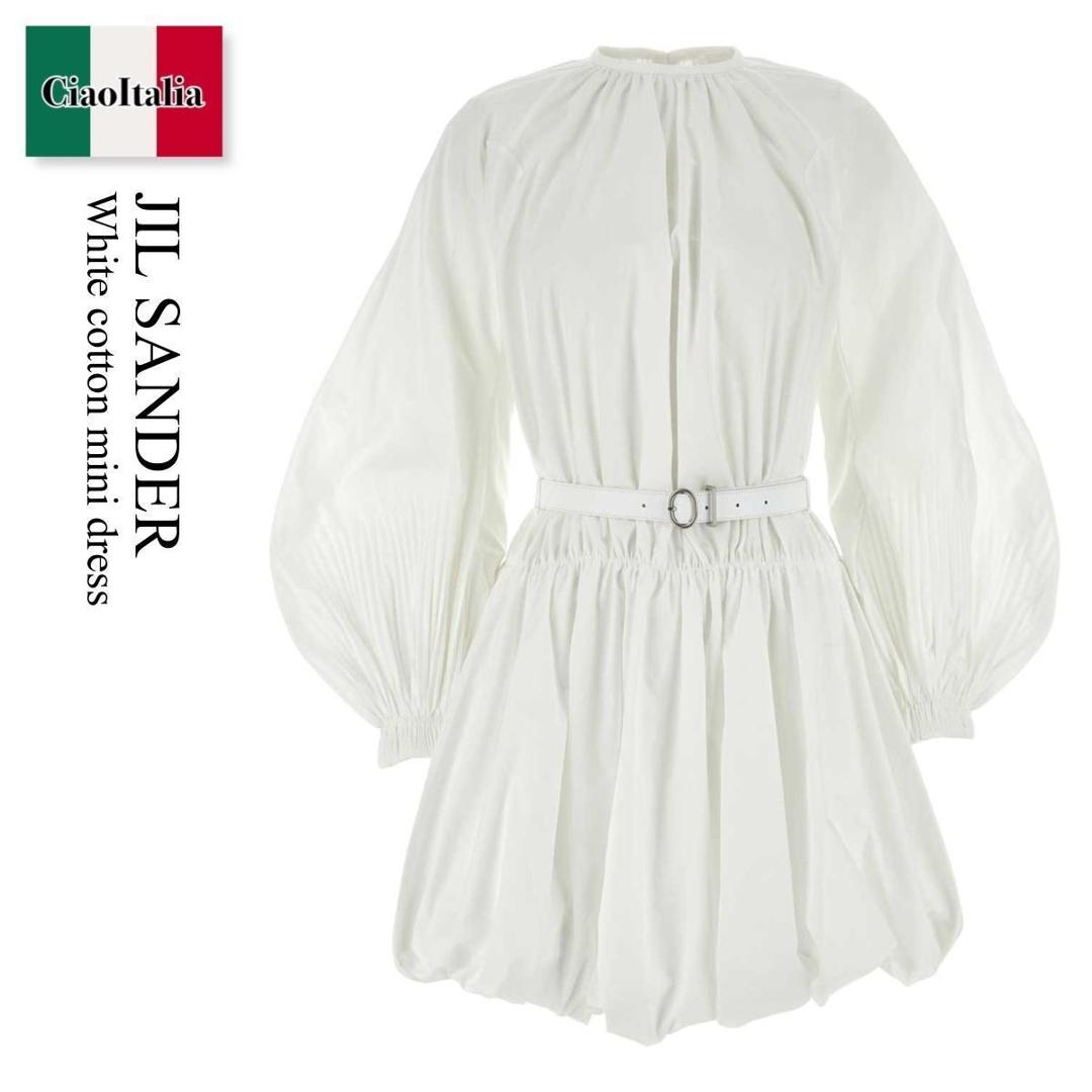 【JilSander】ジルサンダー ワンピース (ホワイト) JIL SANDER ジルサンダー ワンピース Belted leather 899092