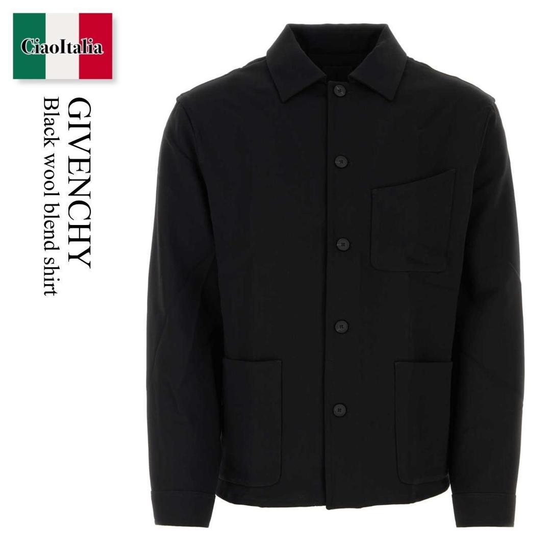 【寸法押さえる・店卸し資産境界線・早め者制覇！】 ジバンシィ / Givenchy Black Wool Blend Shirt / BM610R15CR / BM610R15CR 001 / BM610R15CR001 / プルオーバー