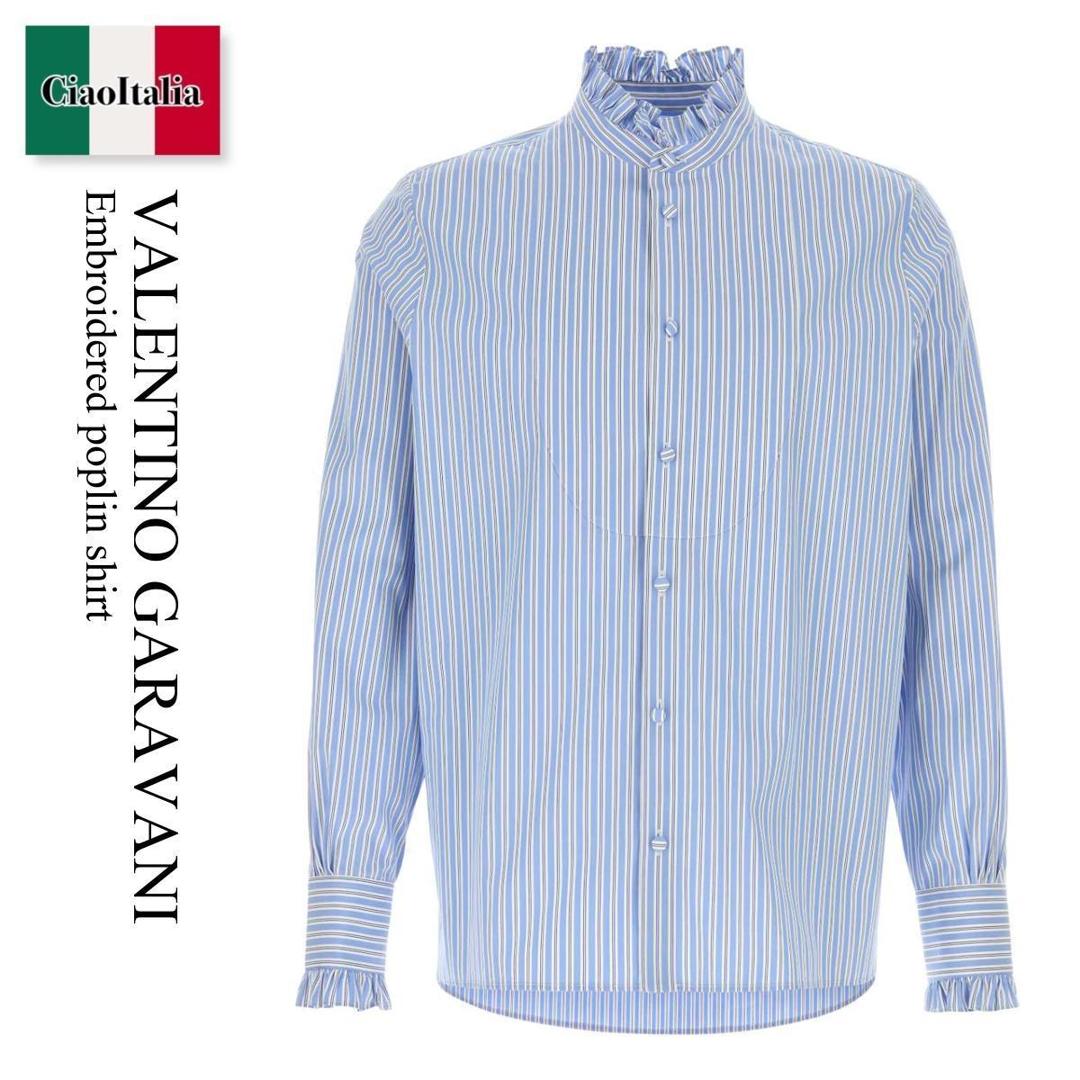 【寸法押さえる・店卸し資産境界線・早め者制覇！】 バレンチノ / Valentino Garavani Embroidered Poplin Shirt / 7V3ABP76AYA / 7V3ABP76AYA SCJ / 7V3ABP76AYASCJ / プルオーバー