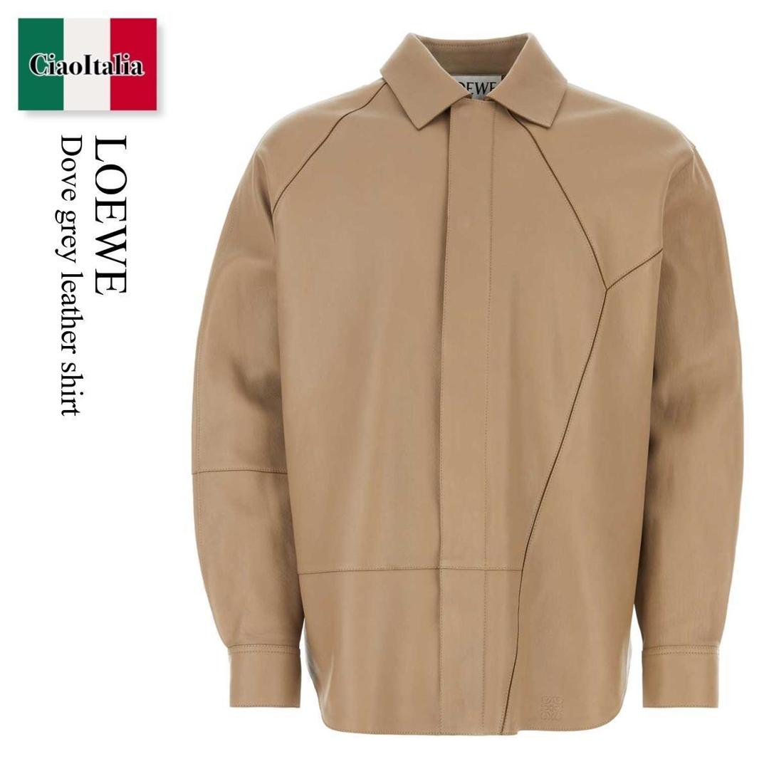 【物量制限事項・店卸し資産極限点・早め者制覇！】 ロエベ / Loewe Dove Grey Leather Shirt / H526Y31L07 / H526Y31L07 SAND / H526Y31L07SAND / ティーシャツ